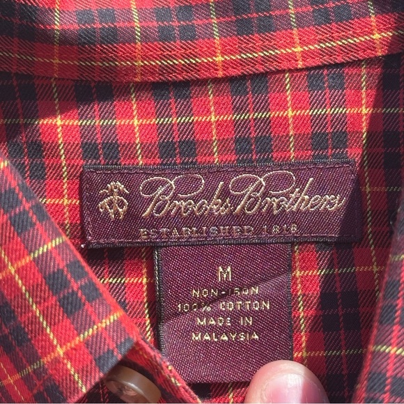 Brooks Brothers Boys Red and Black Button Down Shirt Size YM - Picture 2 of 6